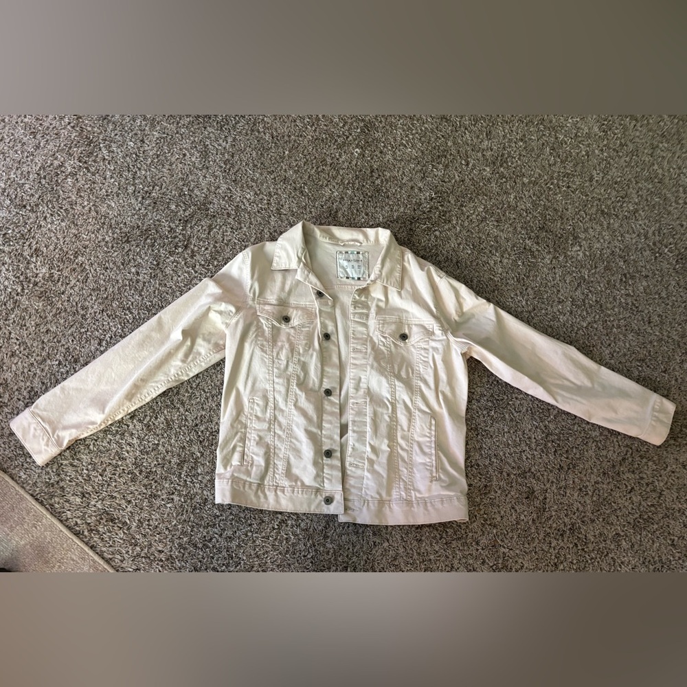 Denim & Flower Men’s White Denim Jacket | Classic Button Front Trucker Style